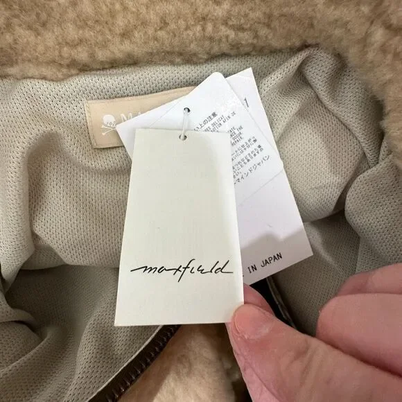 NWT Mastermind World Beige & Brown Cashmere Sherpa Jacket Skull & Crossbone Back - Picture 10 of 16